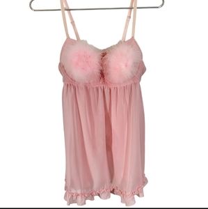 BARBIE PINK Frederick's of Hollywood Marabou Babydoll